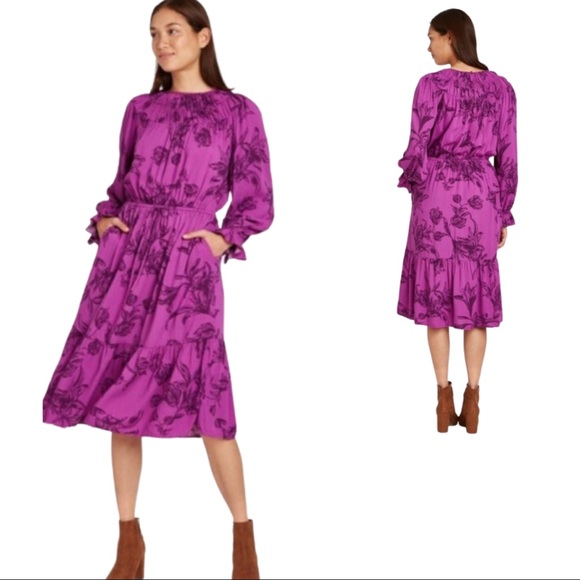 a new day Dresses & Skirts - A New Day Floral Print Long Sleeve Midi Dress